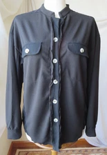 UNBRANDED BUTTON FRONT SHIRT LONG SLEEVE BLACK TOP MEDIUM NEW