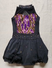 Weissman Dance Costume Black with Purple and Gold Girls Size MC