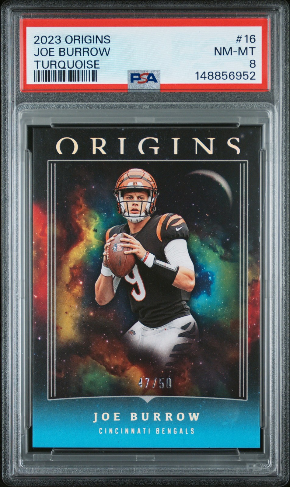 2023 PANINI ORIGINS TURQUOISE #16 JOE BURROW 47/50 PSA 8