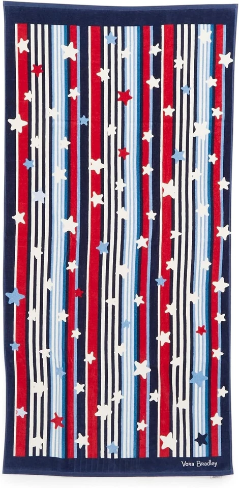 Vera Bradley NWT Beach Towel SUMMER STARS & STRIPES Red White & Blue Patriotic - Image 3 of 4
