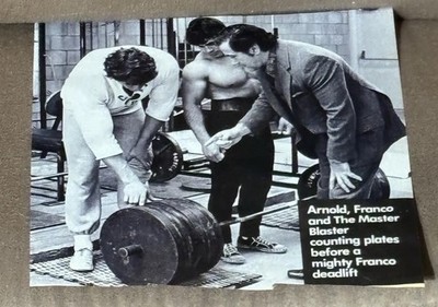 Franco Columbu/Arnold Schwarzenegger/Weider Deadlift Bodybuilding Photo Clipping