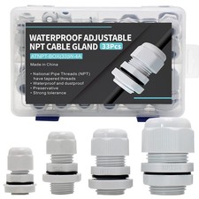 33PCS Cable Gland Waterproof Kit White IP68, Plastic 33pcs kit box, 