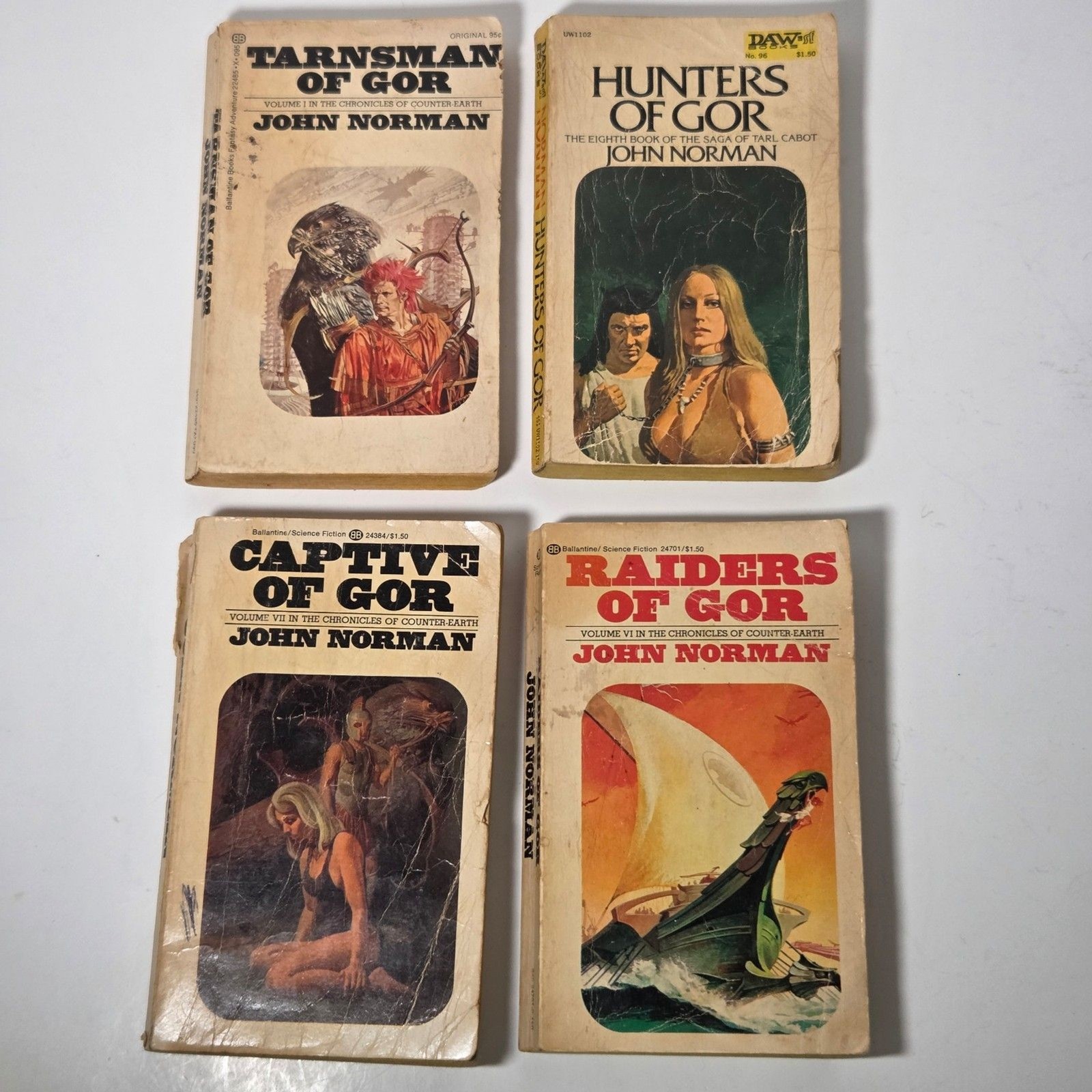 VTG John Norman Gor Series PB Books Lot Tarnsman, Hunters, Captive, Raiders