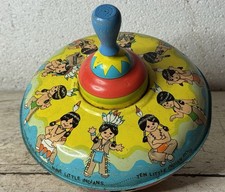 Vintage Ohio Art Ten Little Indians Litho Metal Spinning Tin Top Toy, Works B502