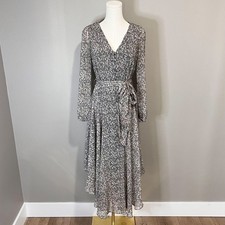 Express Floral Long Sleeve Button Midi Dress Size S