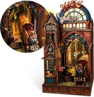 LED 3D Puzzle Magic Station Book Nook Kit - Interactive 3D Wood Puzzle LED Magic