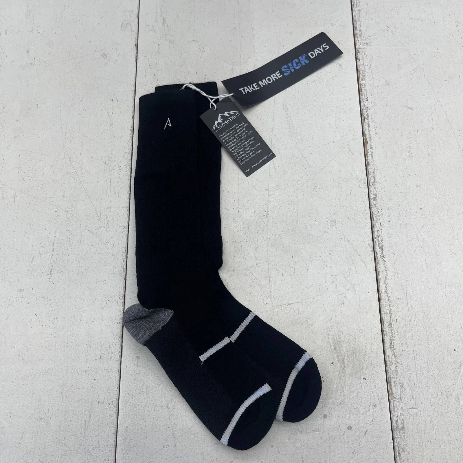 Alphatech Merino Wool Socks Mens L/XL Black Team Ski Snowboard Moisture Wicking