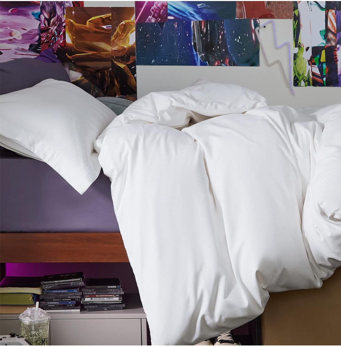 Duvet Cover 200 Thread Count White 60 Cotton / 40 Polyester (Size: Twin 66 x 90)