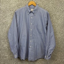 Vintage Brooks Brothers Oxford OCBD Shirt Mens XL Blue Plaid Classic Fit USA 90s