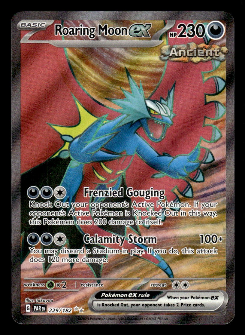 2023 ROARING MOON EX SV04 PARADOX RIFT 229/182 ULTRA RARE FULL ART HOLOGRAM MINT