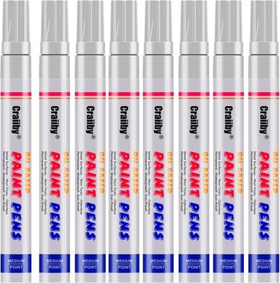 White Paint Markers, 8 Pack Oil-Based Waterproof Quick Dry and Permanent Paint