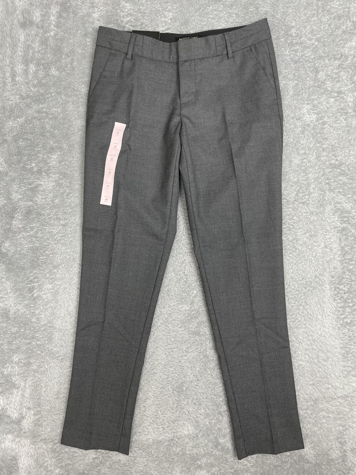 Banana Republic Martin Fit Dress Pants Womens 4P Gray Slim Leg Wool Stretch NWT