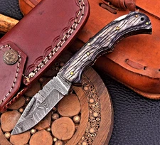 CUSTOM HAND MADE FORGED DAMASCUS STEEL BLADE FOLDING POCKET KNIFE 1106