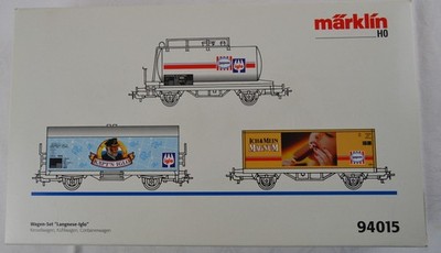 Märklin H0 94015 Wagen-Set Langnese-Iglo - Kesselwagen/Kühlwagen/Containerwagen
