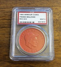 1960 Armour Baseball Coin Token Pin Frank Malzone PSA 9