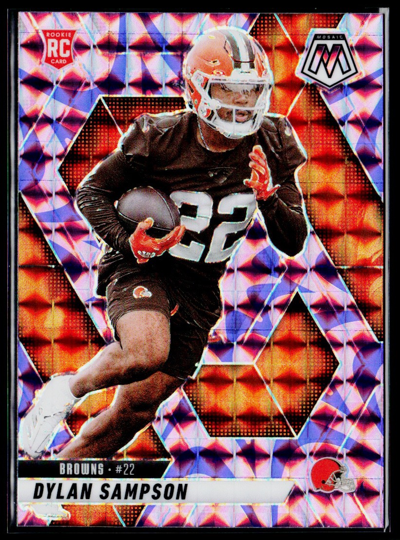 2025 Panini Mosaic #355 Dylan Sampson Rookie Mosaic Reactive Purple RC Browns