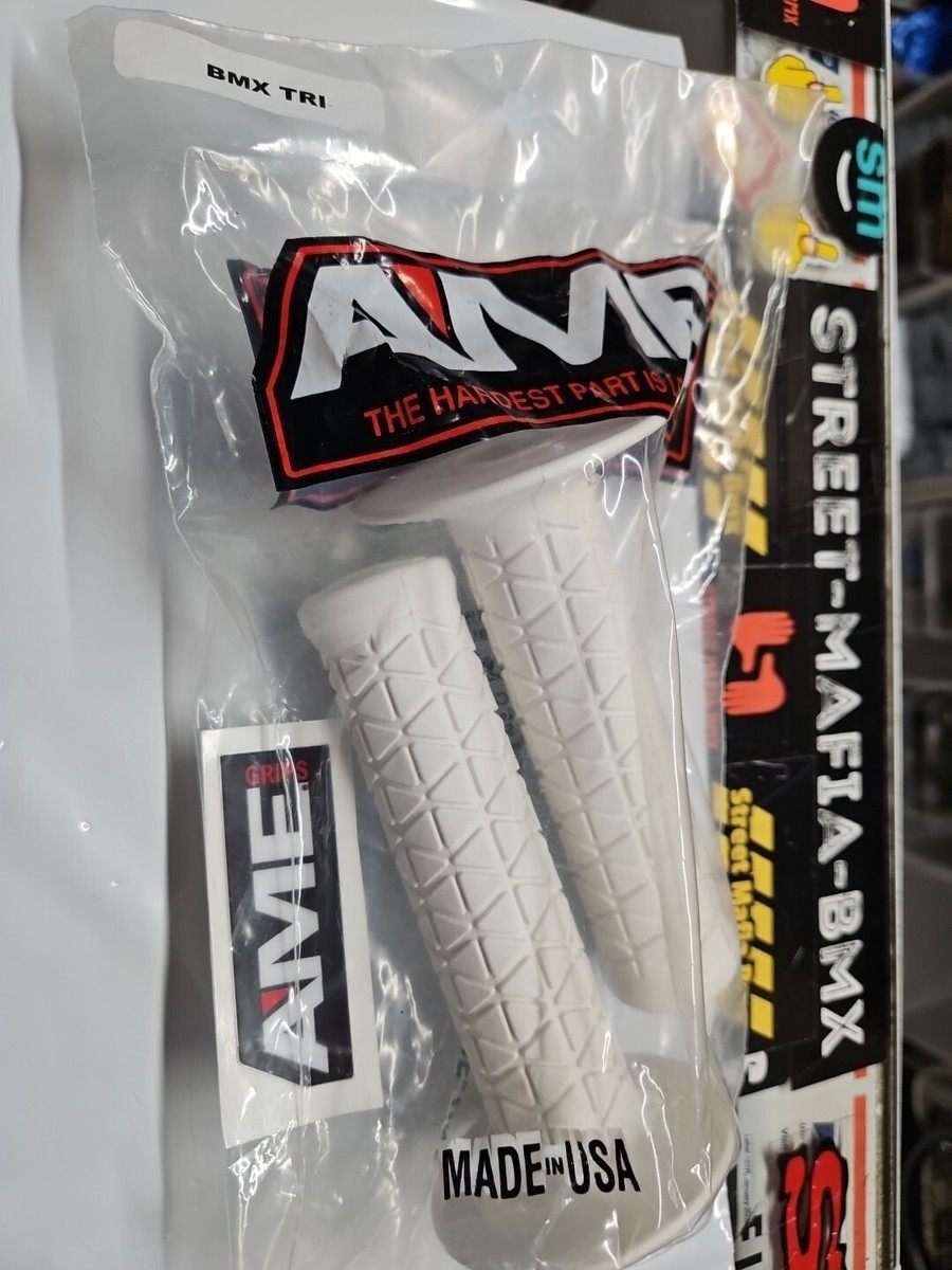 AME TRI WHITE BMX bike Grips usa FIT OLD SCHOOL BMX