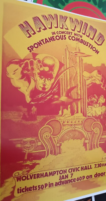 HAWKWIND WOLVERHAMPTON CIVIC HALL GIG 7. Januar. 50p Eingang A3 Qualitätspapier