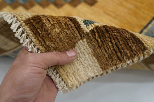 5 x 7 ft Beige Gabbeh Tribal Afghan Hand Knotted Veg dye Wool Animal Rug - Picture 19 of 21