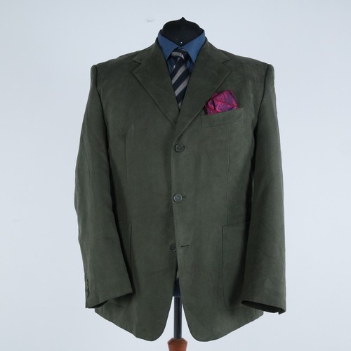 Mens Faux Suede Blazer 50R UK Size JNNOVATIVE Dark Green Sport Coat Jacket - Picture 4 of 13