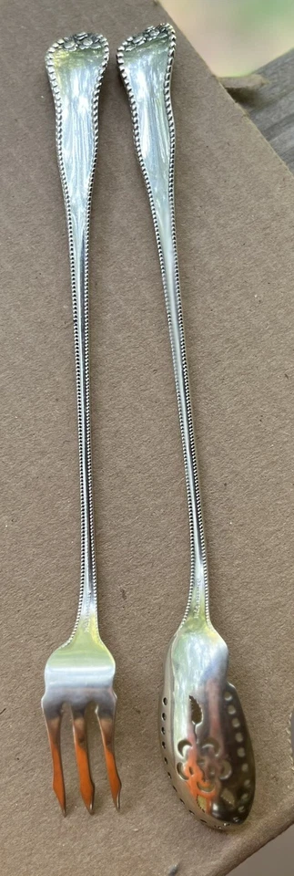 Lancaster by Gorham Vintage Sterling Silver Pierced Olive Spoon and Fork Set - Image 2 of 2