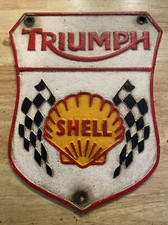 Shell Oil Plaque Sign Triumph Metal Home Office Work Decor Decoration Usa Gift