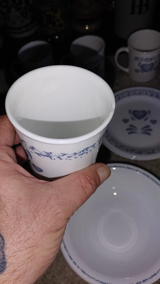 Винтажный трафарет Corelle Blue Hearts 16 предметов столовая посуда сервировка для 4 - Изображение 2 из 3