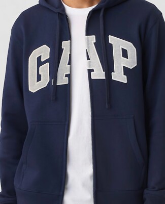 GAP zip hoodie navy × silver GAP Logo Zip Hoodie Long Sleeve Sweatshirts for MEN U pick S