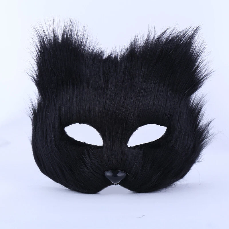 Furry Fox Mask Faux Fur Half Face Cosplay Costume Blindfold Masquerade Adult - Image 4 of 4