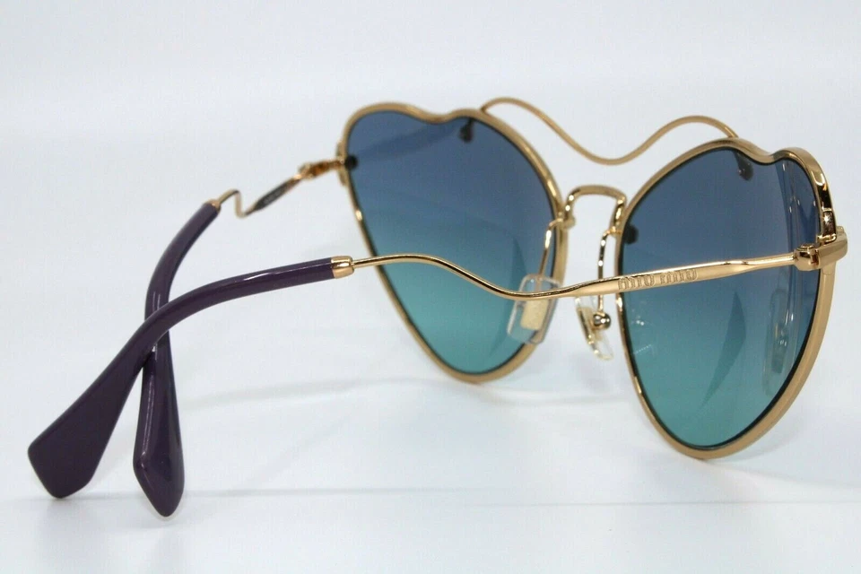 Miu Miu MU55R 7OE-5R2 Gold with Blue Sunglasses New Authentic 65 - Image 4 of 4
