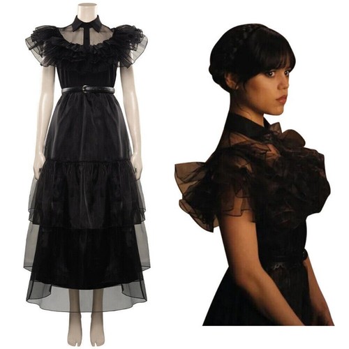 Wednesday Addams Cosplay Costume Outfits Halloween Carnival Party Dance Suit