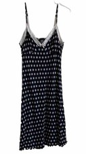 H M Women s Size M Polka Dotted Semi-Sheer Black Slip Dress