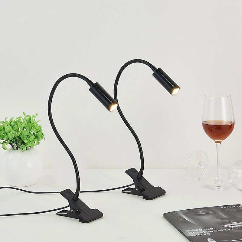 Abrazadera de escritorio LED 3W Clip Botón ON/OFF Lámpara Tubo flexible Luz de lectura Dormitorio Foto 3 de 4