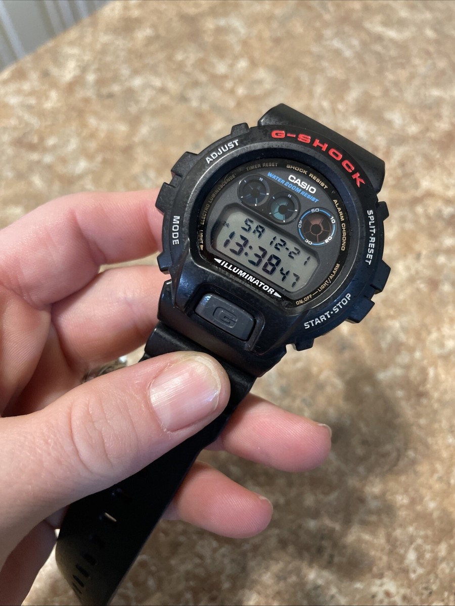 Casio G-Shock Watch Men 51mm Black Red Digital 3230 DW-6900 Day