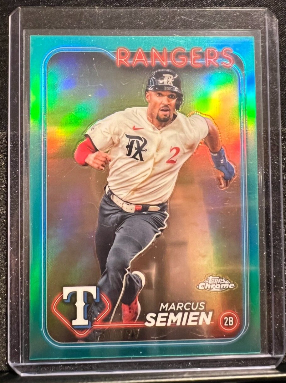Texac Rangers Marcus Semien 2024 Topps Chrome Aqua Refractor #151/199 - Texas Rangers ...