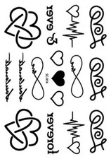 Sweet Hearts Temporary Tattoos - Water Transfer Tattoo Stickers Body Art Tattoos