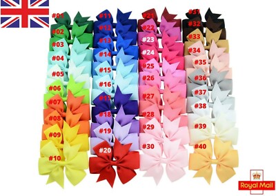 Mädchen 3 Zoll Paar Haarschleifen Clips Schule Kleinkinder Schleifen Haarschmuck Posten UK