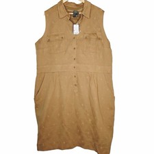 Taylor Khaki Dress Sleeveless Button Front NEW CJ Banks Women’s Plus Size 20 NWT
