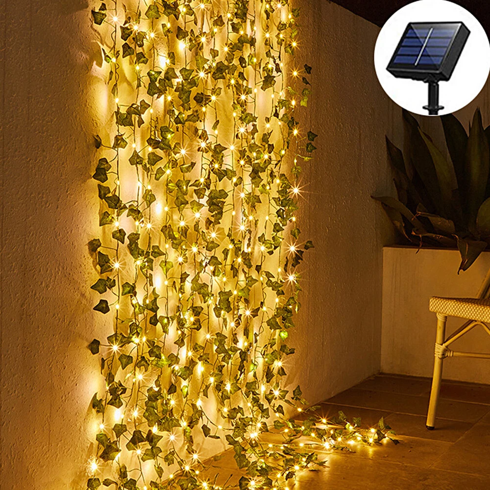 10M 100 LED Solar Powered Ivy Vine Fairy String Lights Garden Outdoor Wall  Light