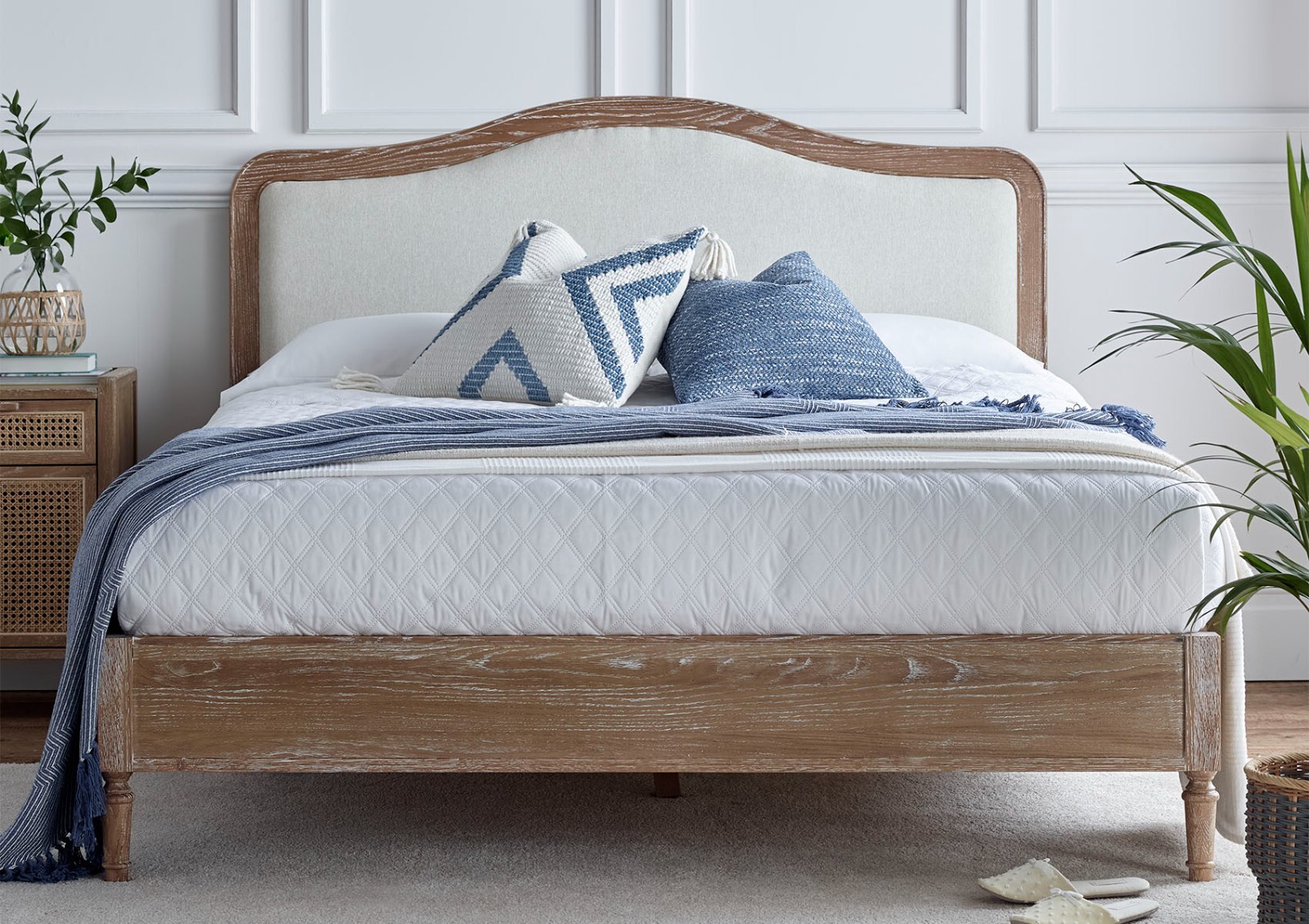 Oak Upholstered French Style Bed Frame By Time4Sleep | eBay UK