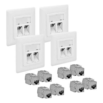 4x Cat6A Netzwerkdose Datendose mit Keystone Jack Modul RJ45 10GB LAN ProfiPatch