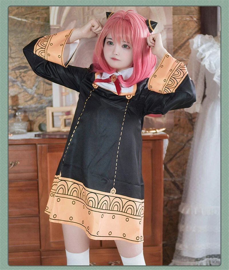 SPY×FAMILY Anya Forger Dress Long Sleeves Cosplay Costume Clothes Black  Anime | eBay
