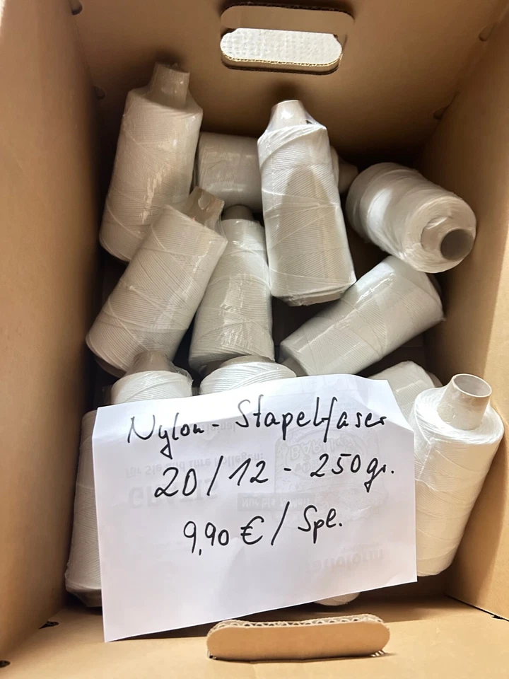 Nylongarn 20/12, 250 gr. Rolle, rohweiß, Netzgarn Nylon Makramee Stapelfaser