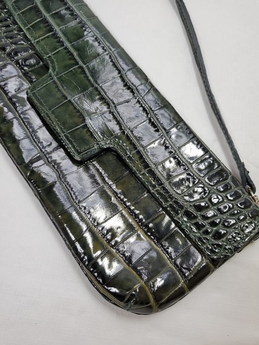 Laura DiMaggio Handtasche Tasche Kroko-Prägung Lackleder smaragdgrün wandelbar - Bild 10 von 17