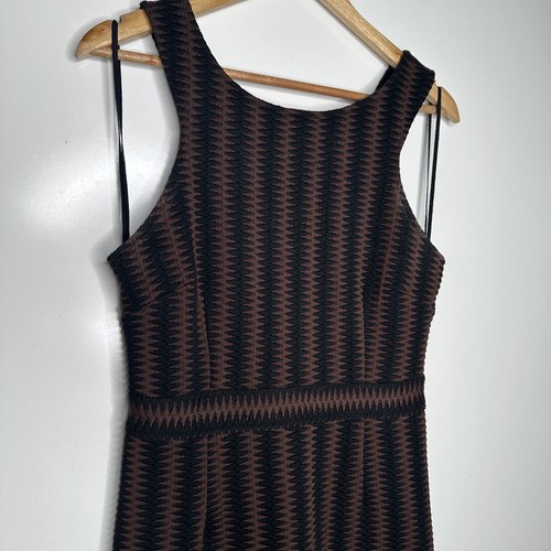 Maeve Medium Anthropologie M Brown/Black Meridian Vertical Stripe Dress Size M - Picture 4 of 10