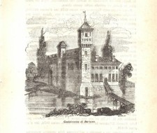 CASTELNUOVO BARIANO il castello Rovigo STAMPA ANTICA del 1861 Antique print