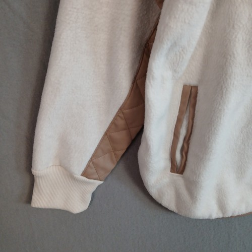 Abercrombie & Fitch Womens Fleece Quilted Snap Pull-on Jacket Size L Ivory NWT - Picture 6 of 17