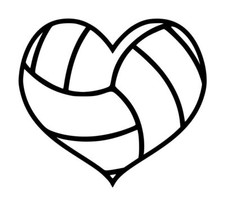 Volleyball Heart Decal 1 4.5"x5" Choose Color