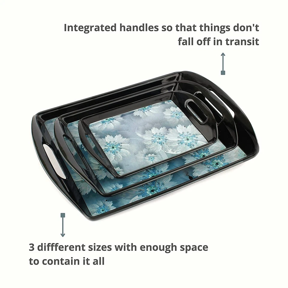 Melamine Classic Tray Set for Serving (3 Trays) with Handles - Image 4 of 4