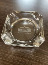 Vintage Howard Johnson Motor Lodge Clear Glass Ashtray  3.75” Square